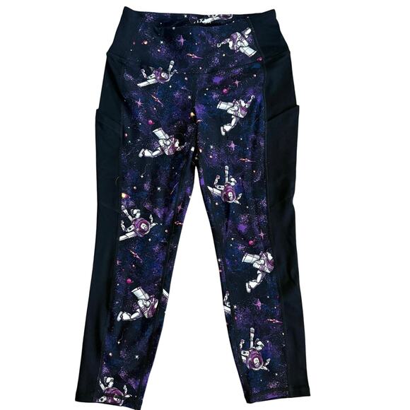 Disney Pixar Buzz Lightyear High Rise Galaxy Print Pocket Leggings Sz 00 - Picture 1 of 5